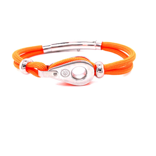 Orange Double Cord with Silver Pulley and Beads Bracelet (Orange/Silver) | SEAKNOTS | Luby 