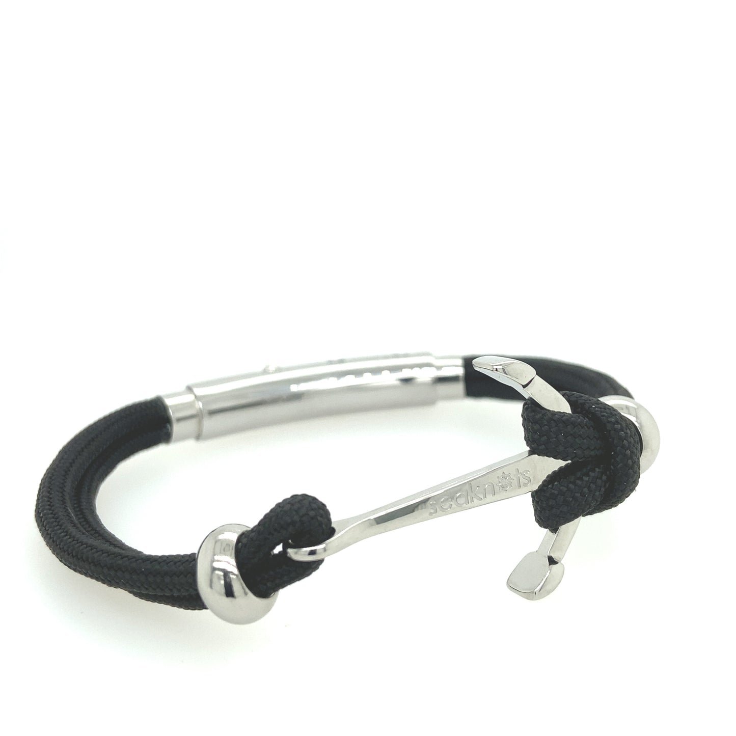 DOUBLE CORD W ANCHOR / KNOT / BEADS SILVER | Seaknots | Luby 