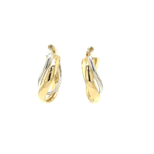 14K Gold Double Twist Two-Tone Earring Hoops | Luby Gold Collection | Luby 