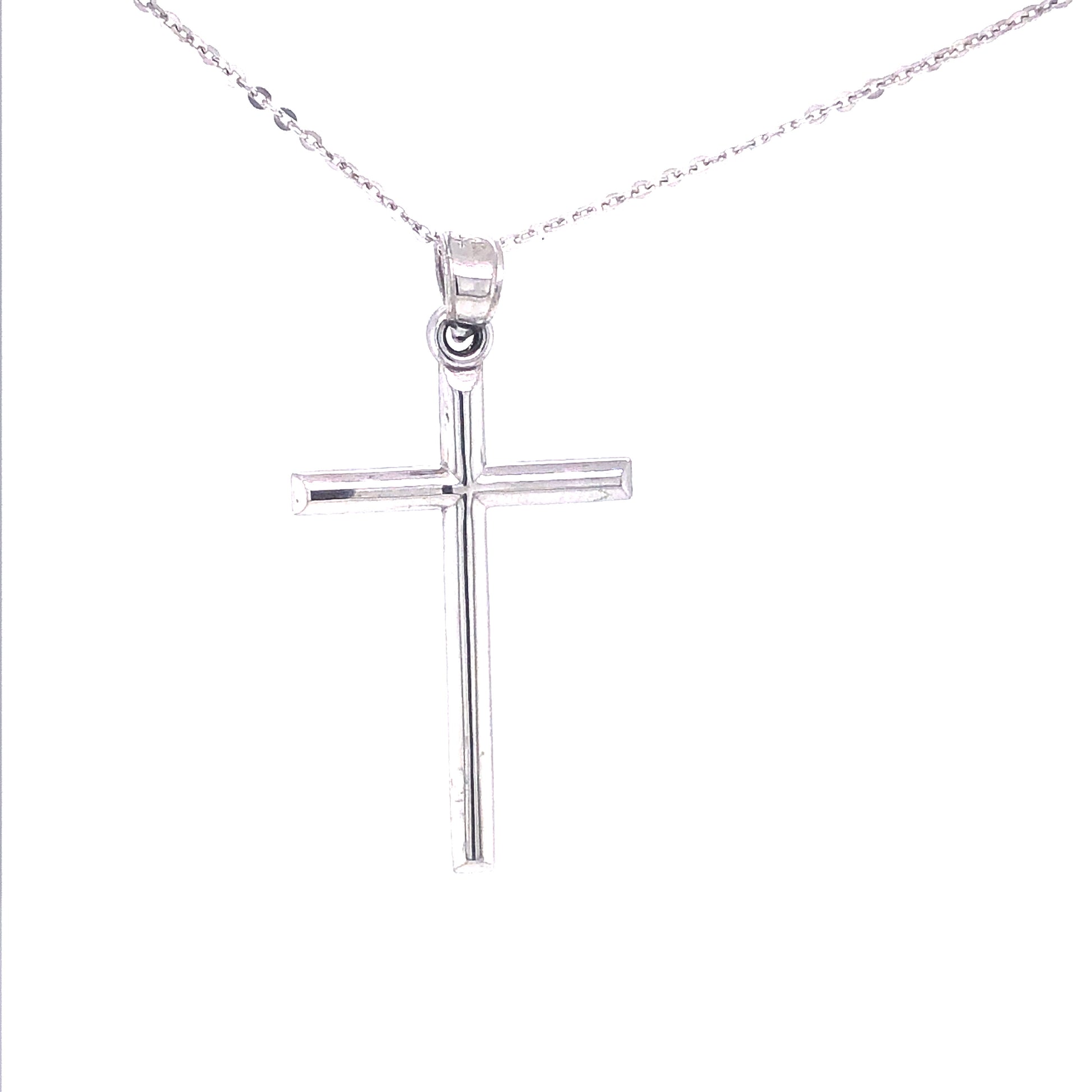 Large Cross 14k White Gold Pendant | Luby Gold Collection | Luby 