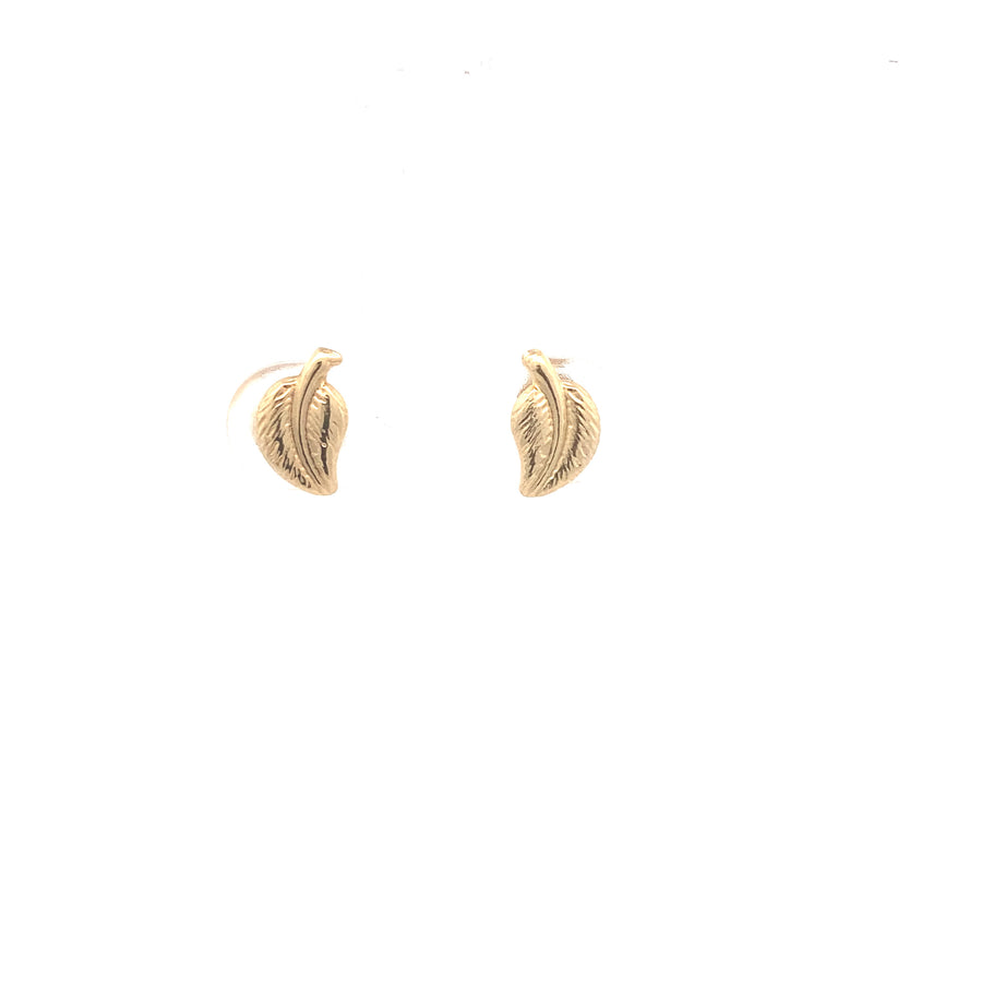 14K Gold Leaf Stud Earrings