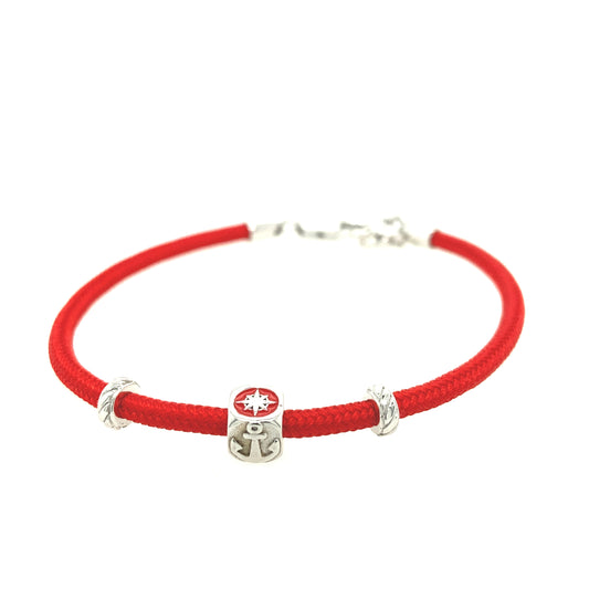 Red Nylon Cord Sterling Silver Bracelet | BORSARI | Luby 
