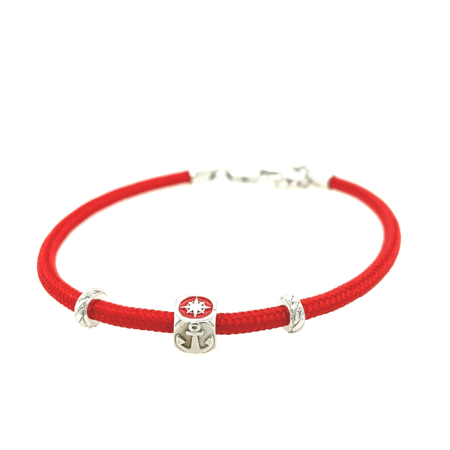 Pulsera de Plata de Ley con Cordón de Nylon Rojo