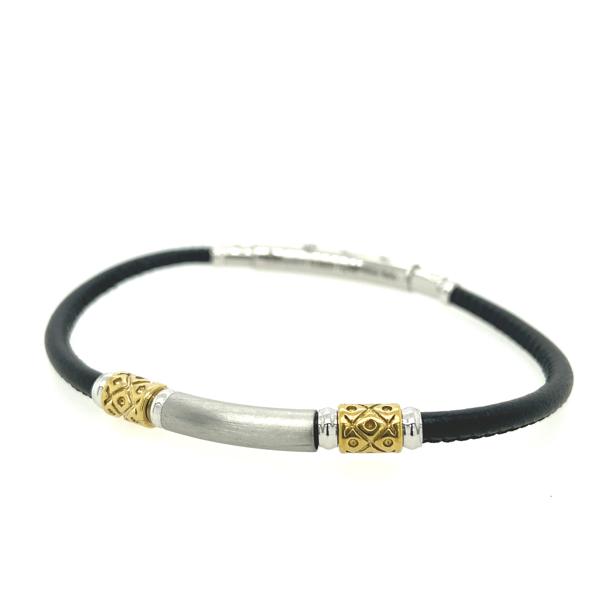 Leather with Gold and Silver Charms Bracelet | Zancan | Luby 