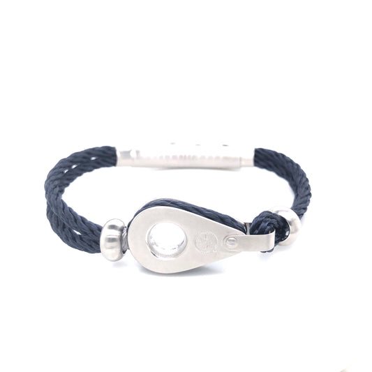 Navy Grey Double Rope with Silver Pulley and Beads Bracelet (Grey/Silver) | SEAKNOTS | Luby 