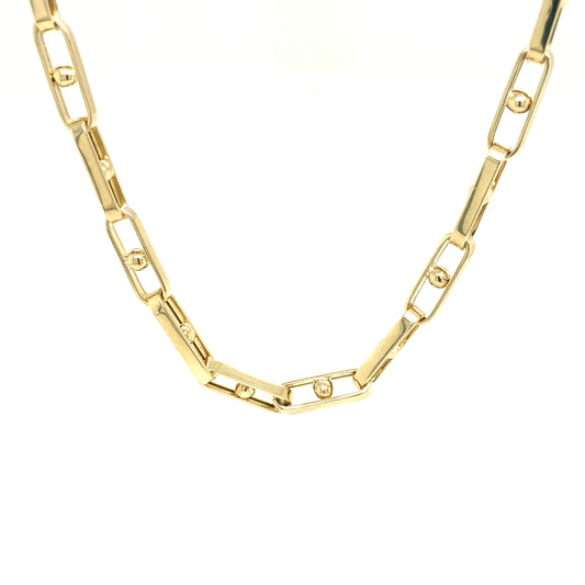 14K Gold Flat Oval Link With Ball Chain | Luby Gold Collection | Luby 