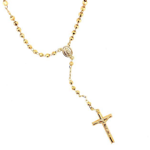14K Beaded Rosary Moon Cut Gold | Luby Gold Collection | Luby 