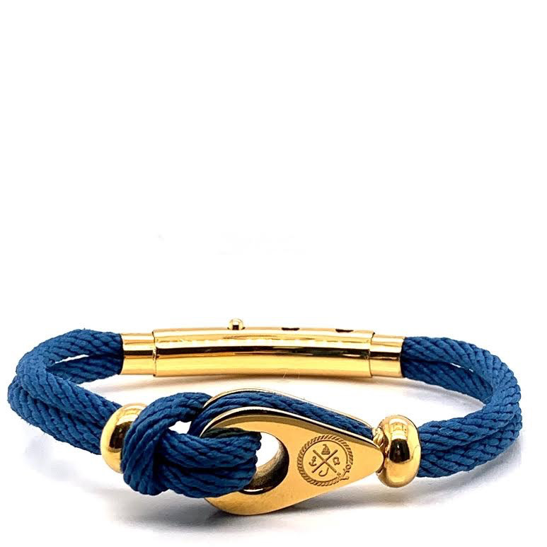 Blue Double Rope with Gold Pulley and Beads Bracelet (Blue/Gold) | Seaknots | Luby 