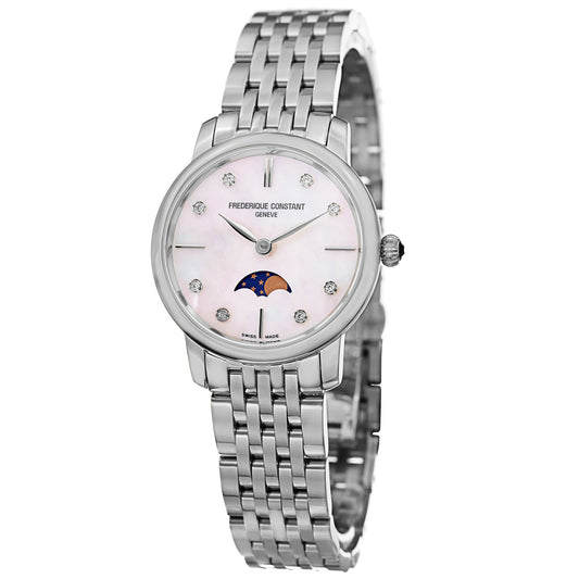 Slimline Ladies Moonphase (Silver; Diamonds) | Frederique Constant | Luby 