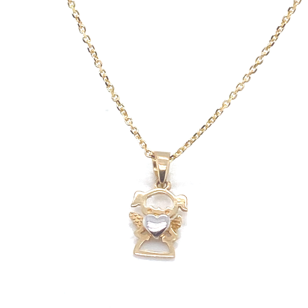 Small Girl Angel Two-Tone 14k Gold Pendant | Luby Gold Collection | Luby 