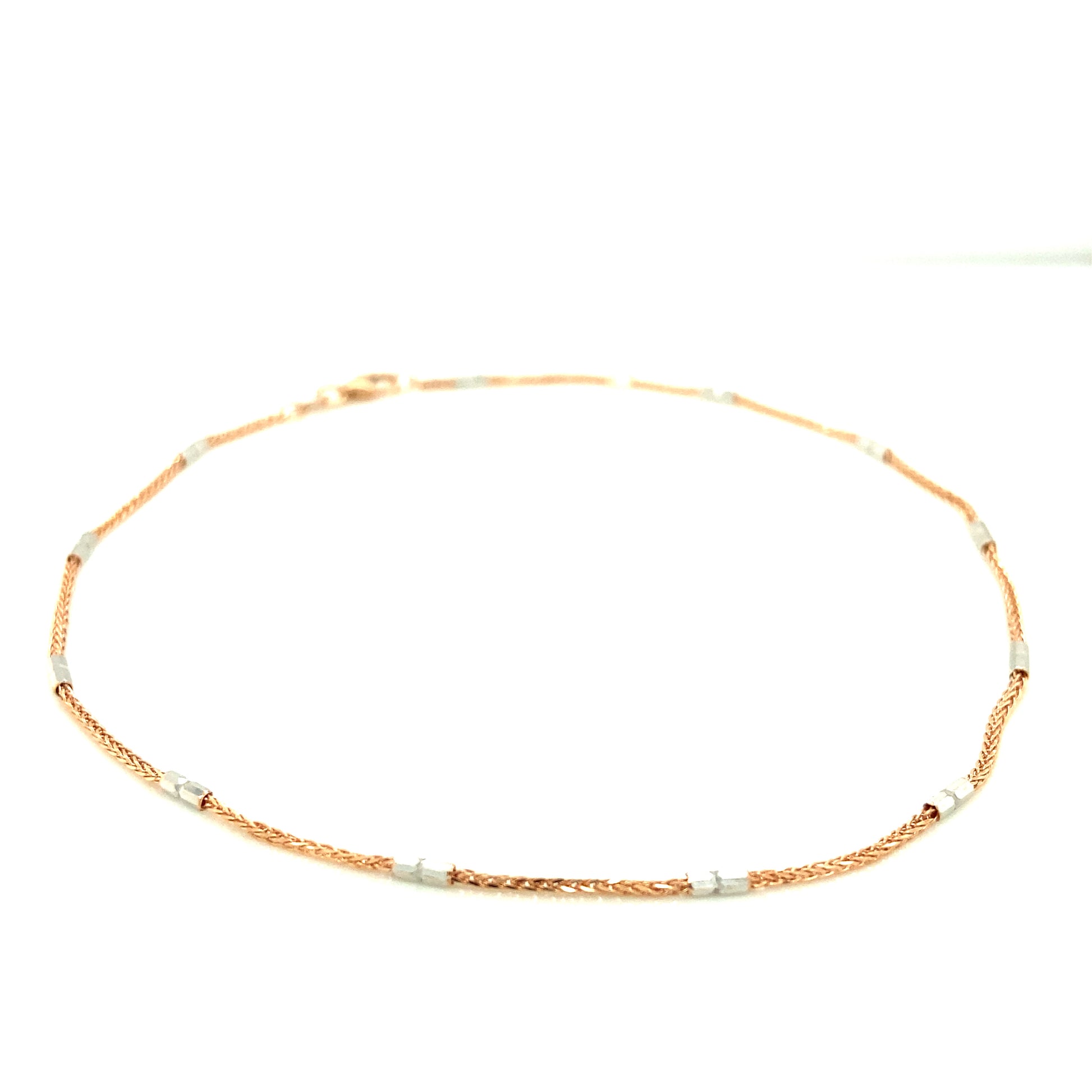 14K ANKLET ROSE GOLD AND WHITE BARREL | Luby Gold Collection | Luby 