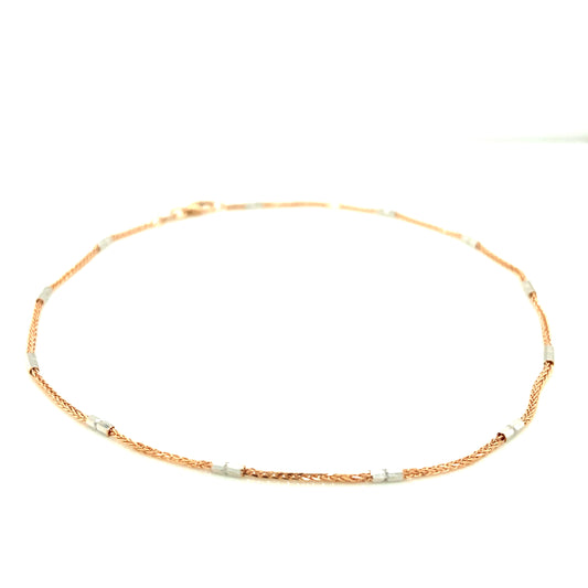 14K ANKLET ROSE GOLD AND WHITE BARREL | Luby Gold Collection | Luby 