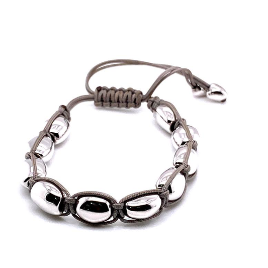 Silver Beads Grey Cord Bracelet (Silver) | Pesavento | Luby 