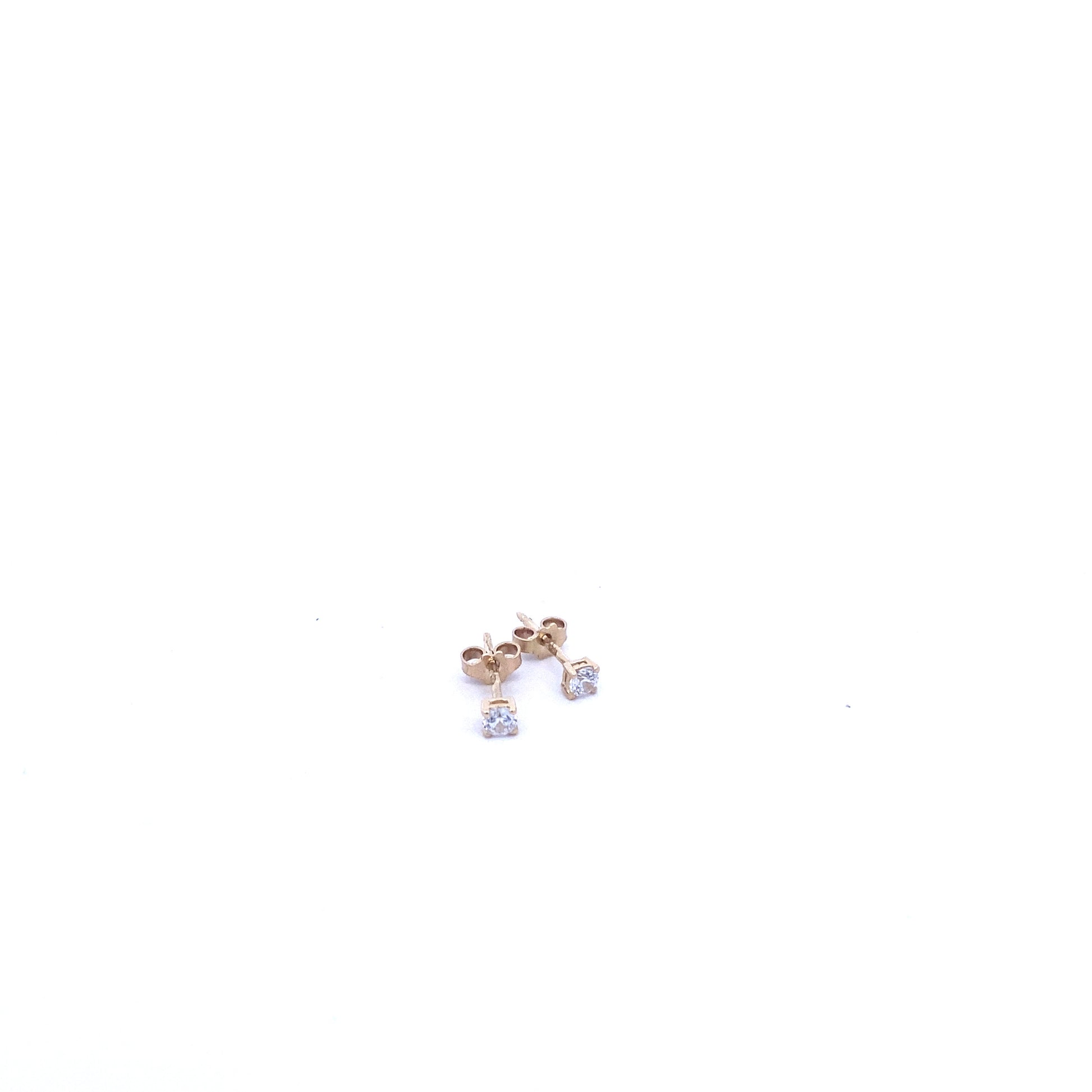14K Gold Stud Earrings with CZ | Luby Gold Collection | Luby 