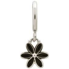 Black Flower Drop Charm (Silver/Black) | Endless Jewelry | Luby 