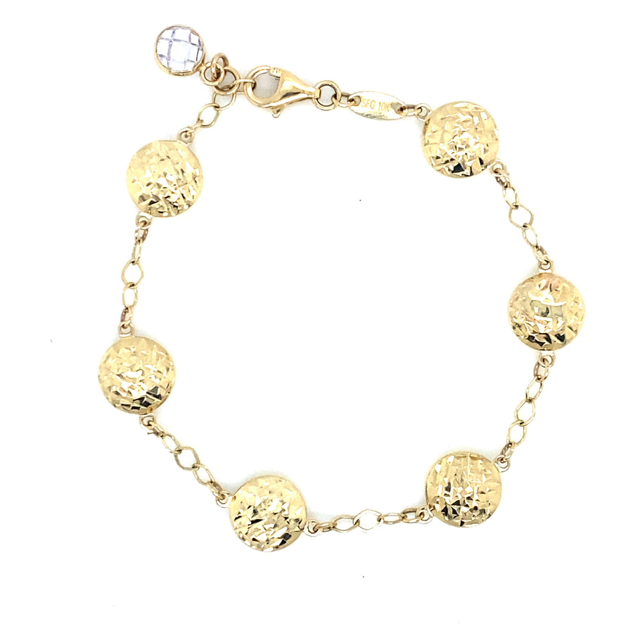 Pulsera de bebé facetada redonda de 10K
