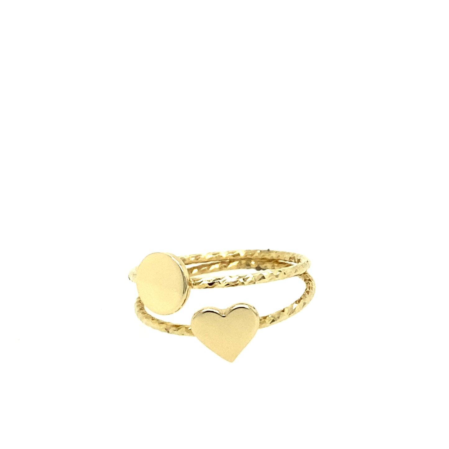 14K Gold Double Ring with Heart and Circle Shape | Luby Gold Collection | Luby 