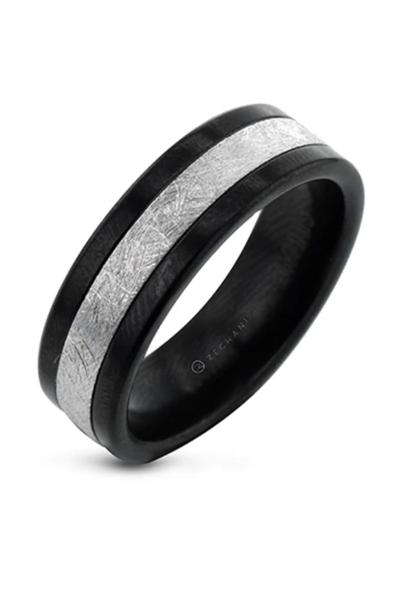 Zeghani 10K White Gold Zirconium Band Mens | Zeghani | Luby 