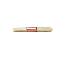 Brazalete de cuero desnudo de una sola vuelta (oro rosa/crema claro)