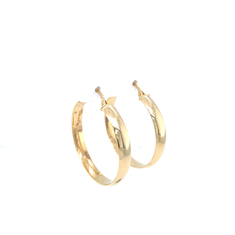 10K Medium Flat Gold Hoops