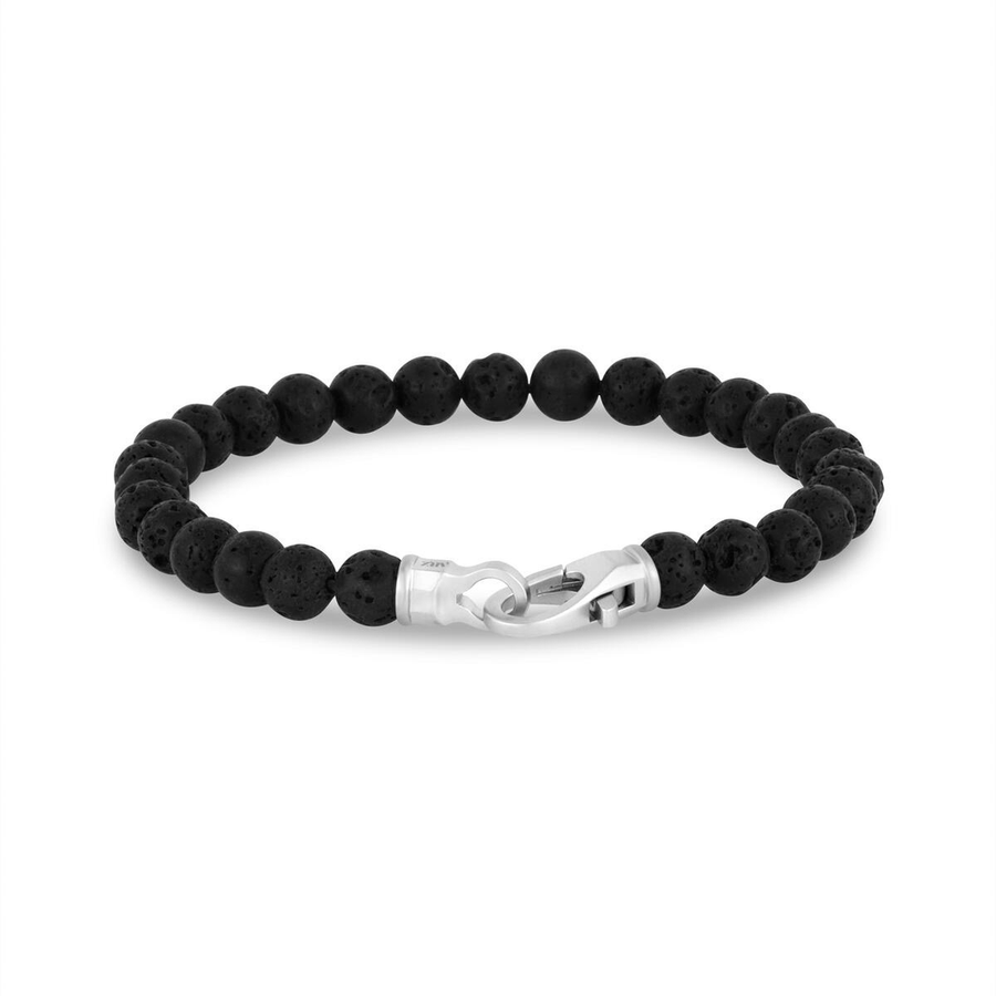 Pulsera de cuentas de lava negra