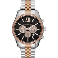 Men's Lexington Chronograph Watch (Silver/RoseGold) | Michael Kors | Luby 