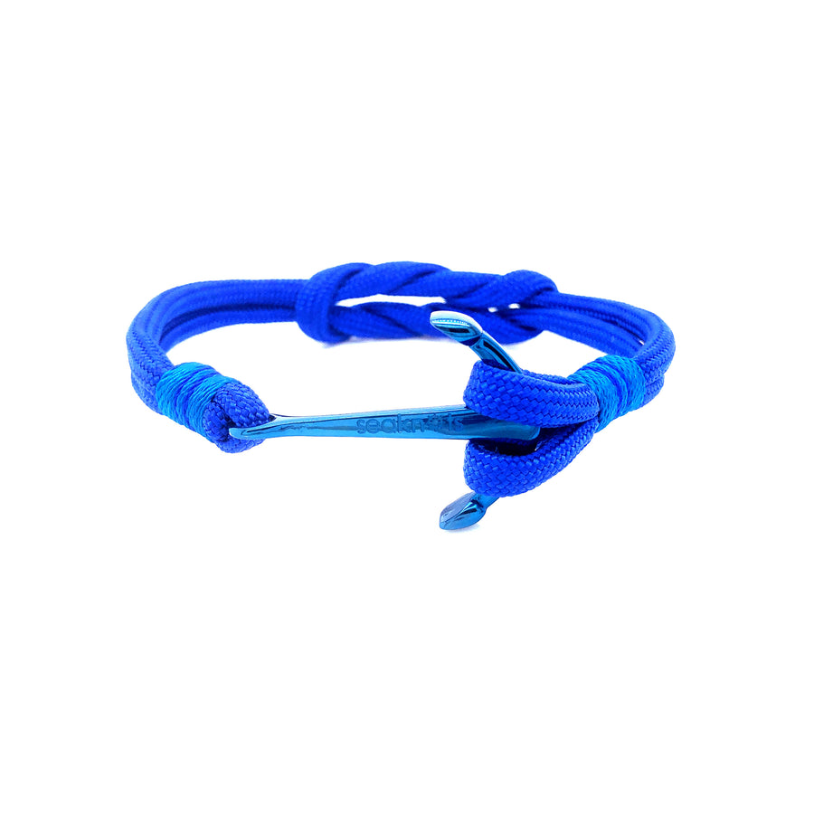 Pulsera Doble Cordón Azul Bebé con Ancla Azul (Azul)
