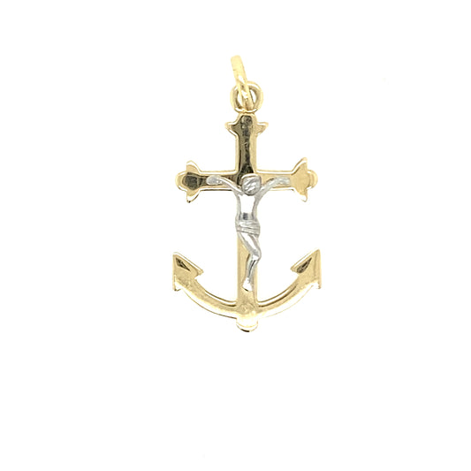 14k Gold 2t Anchor Cross Pendant | Luby Gold Collection | Luby 