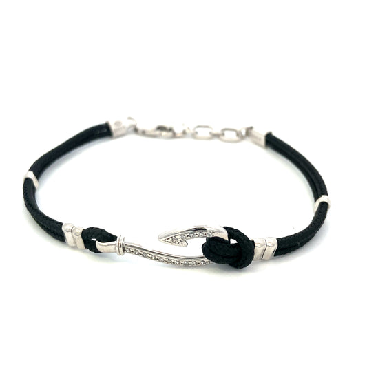 Bracelet Black with Fish Hook and CZ | Zancan | Luby 