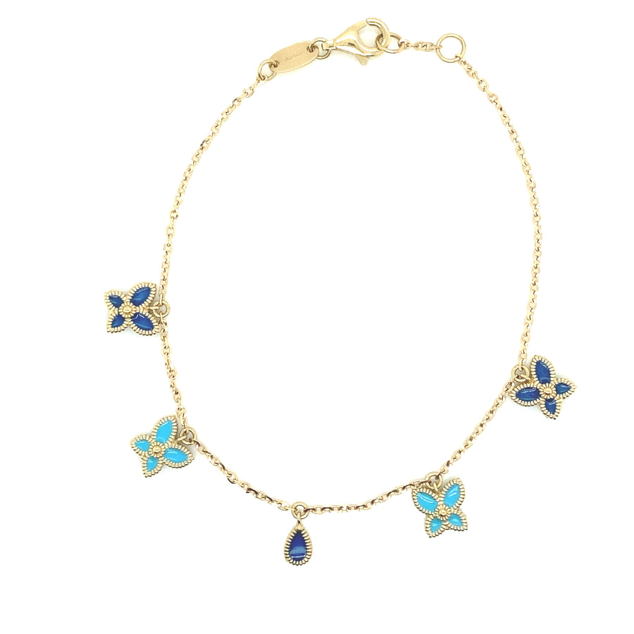 Brazalete Mariposa Pequeña Azul Oro 14K