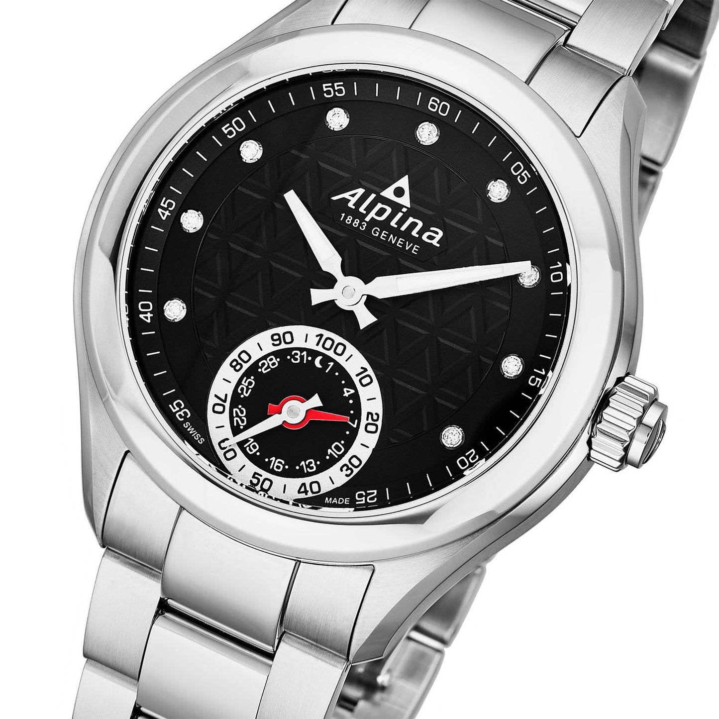 Horological Smartwatch (Silver-Black; Diamond) | Alpina | Luby 