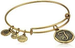 Letter T Charm Bangle Bracelet (Gold) | Alex and Ani | Luby 