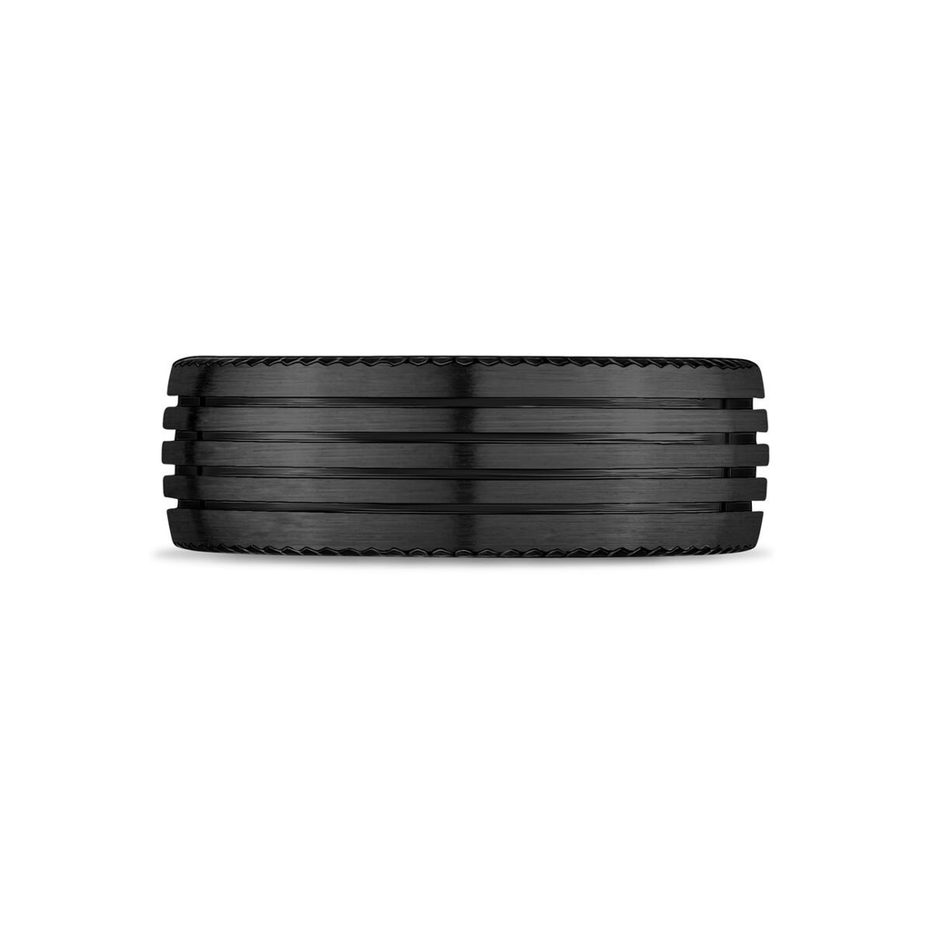 Matte Steel 4-Lined Diamond Cut Ring | ARZ Steel | Luby 