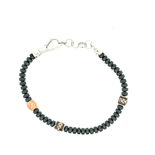 Matte Grey Hermatite With Silver & Rose Gold Element | BORSARI | Luby 