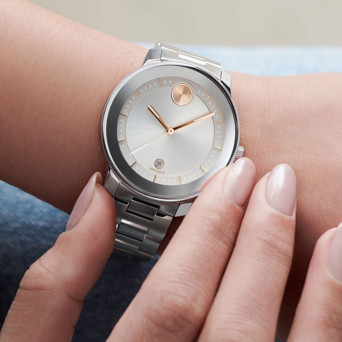 Bold Verso (Silver/Rose-Gold) | Movado | Luby 