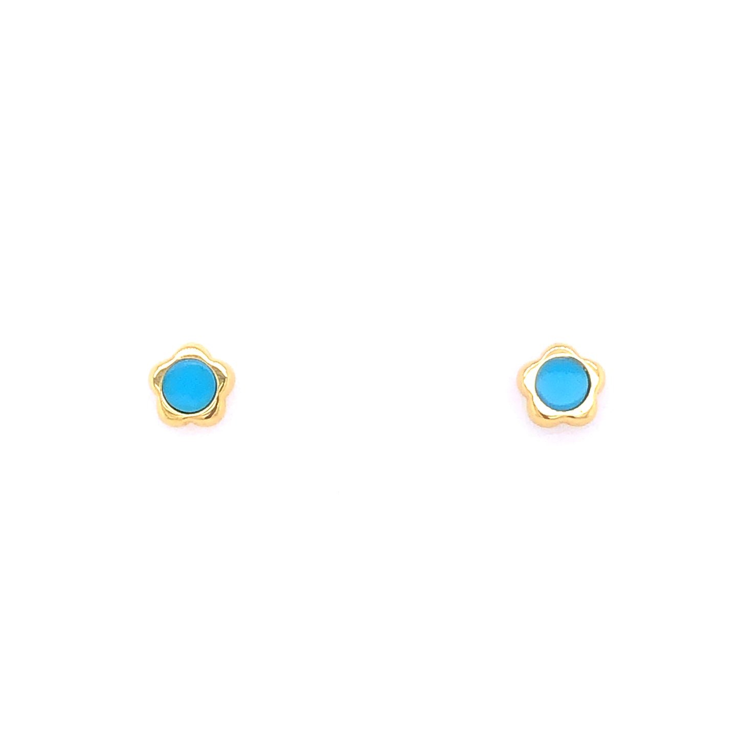 14K DAISY STUD WITH CIRCLE BLUE EARRINGS | Luby Gold Collection | Luby 