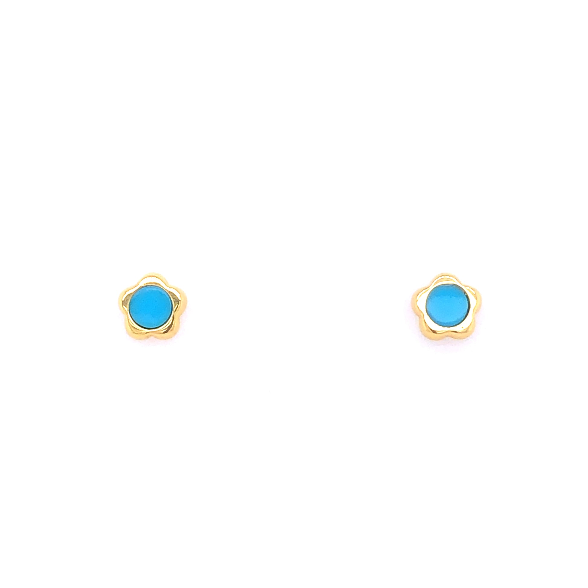 14K DAISY STUD WITH CIRCLE BLUE EARRINGS | Luby Gold Collection | Luby 