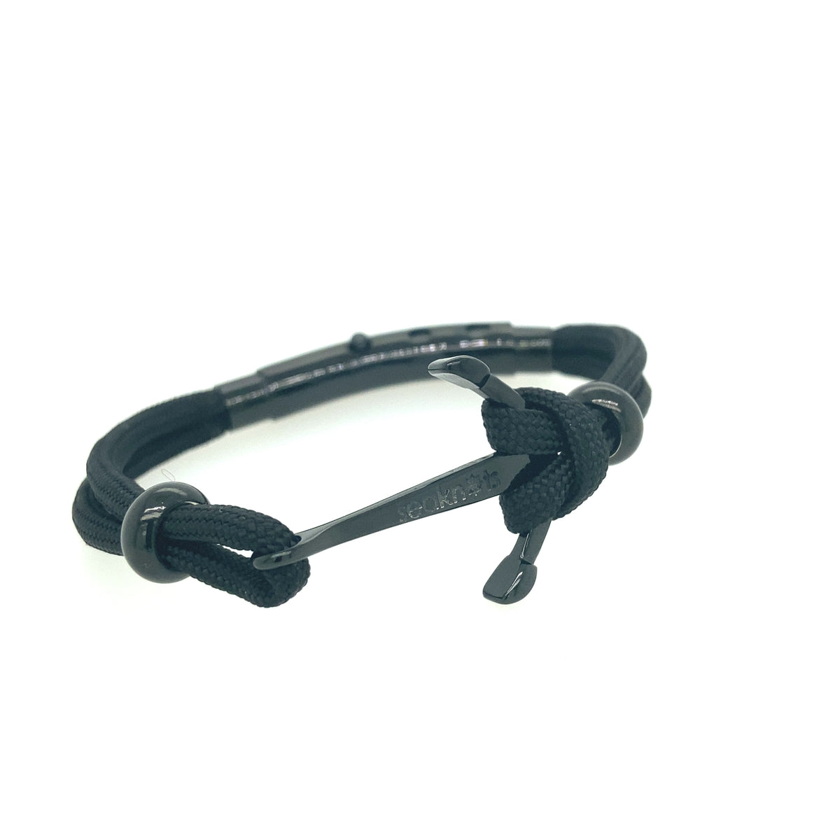 DOUBLE CORD WITH ANCHOR KNOT BEADS  BLACK | Seaknots | Luby 