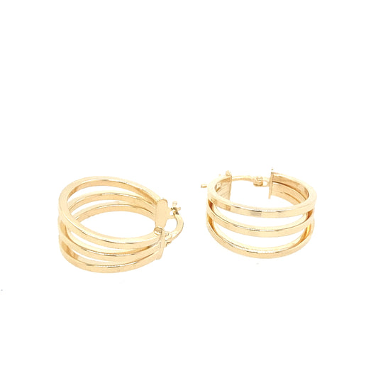 14K Gold Hoop 3 Line | Luby Gold Collection | Luby 