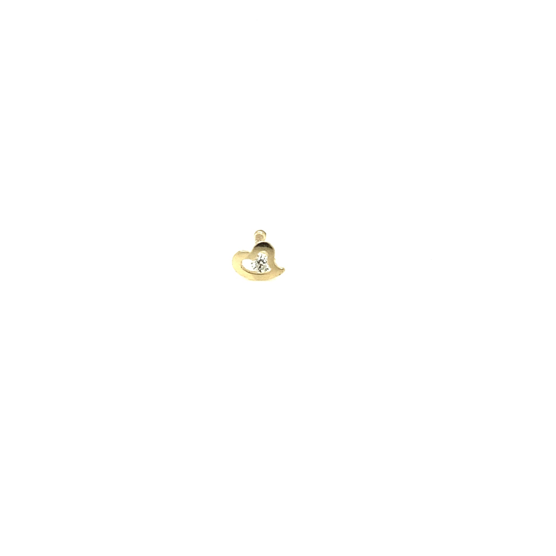 14K HEART CZ NOSE EARRING | Luby Gold Collection | Luby 