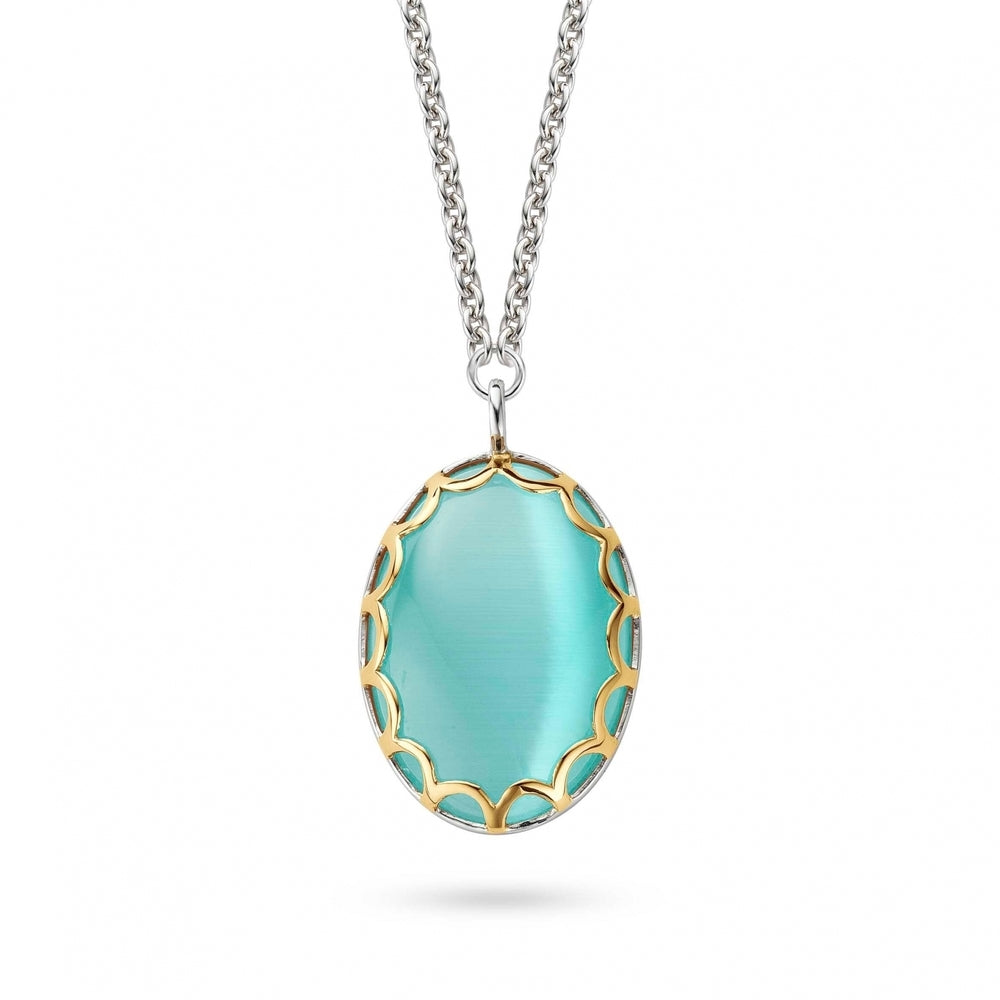 TEAL OVAL TWO-TONE NECKLACE | Ti Sento Milano | Luby 