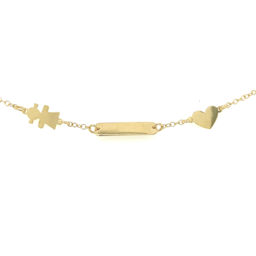 Brazalete de Bebe en Oro de 14k con Forma de Niña