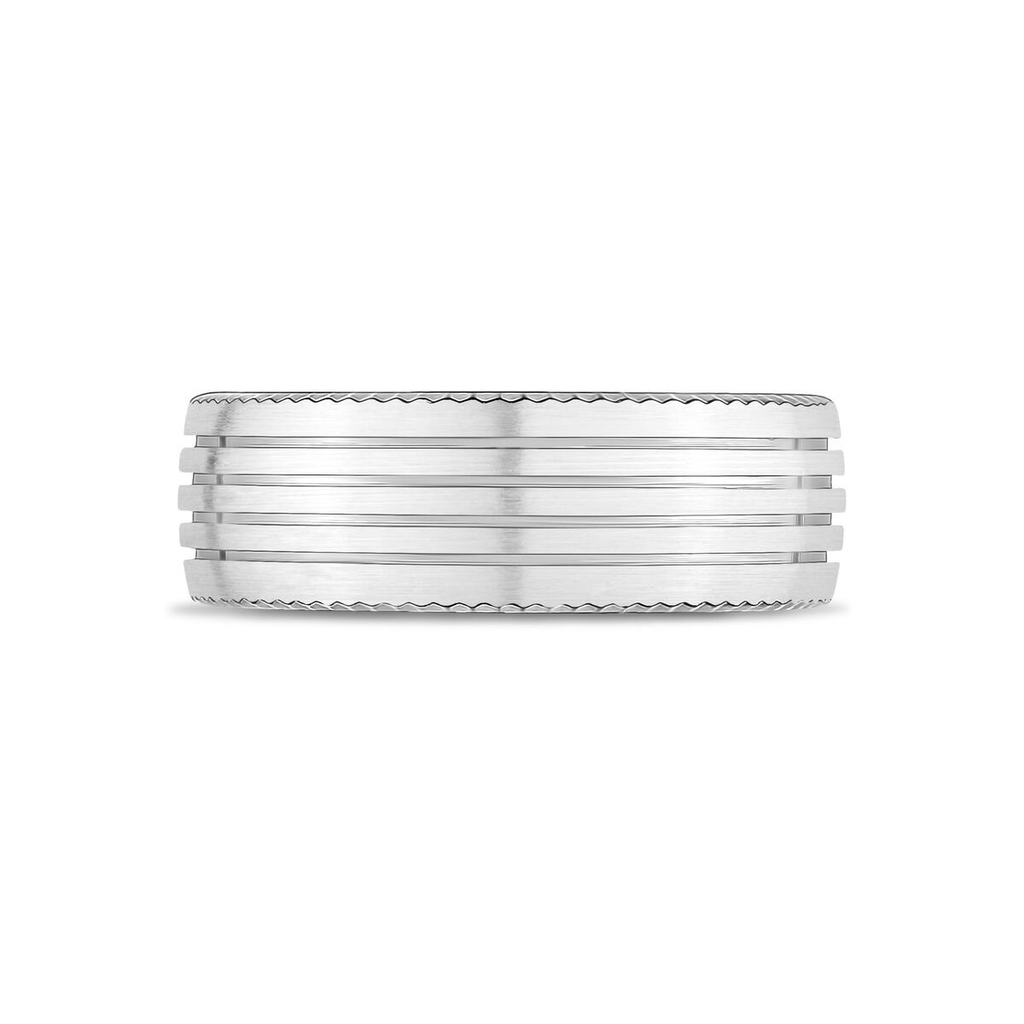 Matte Steel 4-Lined Diamond Cut Ring | ARZ Steel | Luby 