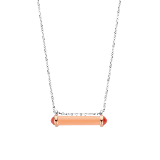 Coral Pink Tube-Shaped Stone Necklace | Ti Sento Milano | Luby 