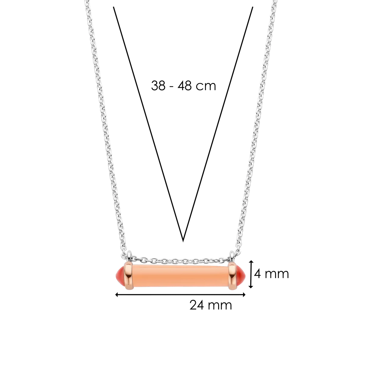Coral Pink Tube-Shaped Stone Necklace | Ti Sento Milano | Luby 