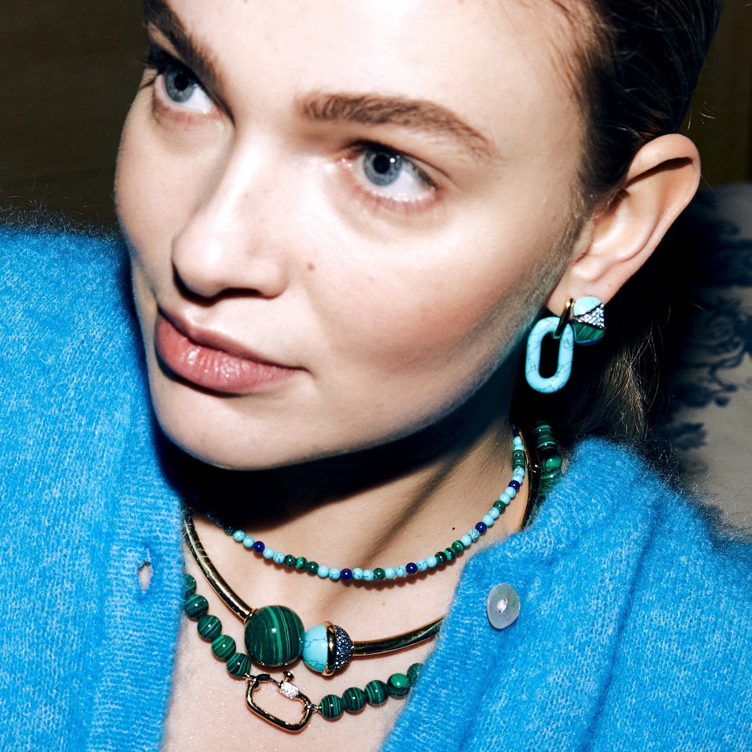 MALACHITE GREEN STONES NECKLACE | Ti Sento Milano | Luby 