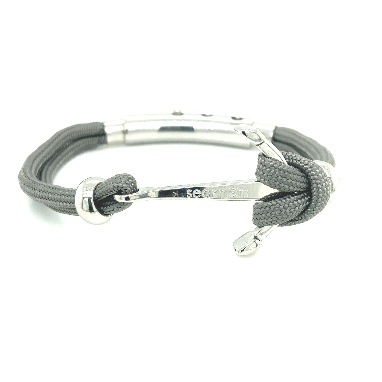 DOUBLE CORD W ANCHOR / KNOT / BEADS SILVER | Seaknots | Luby 