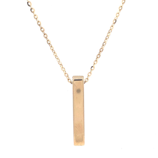 4D Rectangle Pendant with 14k Gold Necklace (Engravable) | Luby Gold Collection | Luby 