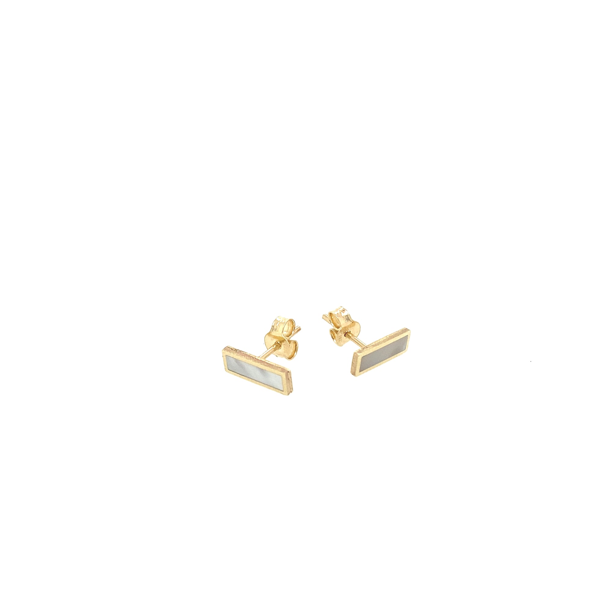 14k Gold Rectangle Mother Pearl Stud | Luby Gold Collection | Luby 