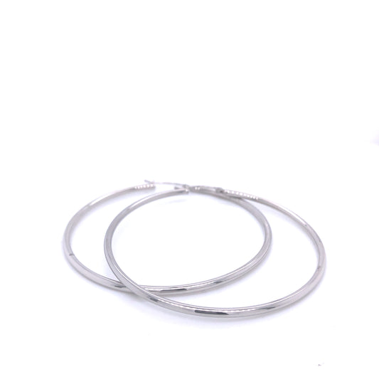 14K Thin White Gold Hoops | Luby Gold Collection | Luby 